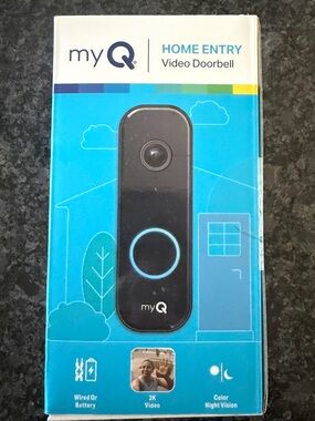 myQ Home Entry Video Doorbell - Black - Unsealed, brand new